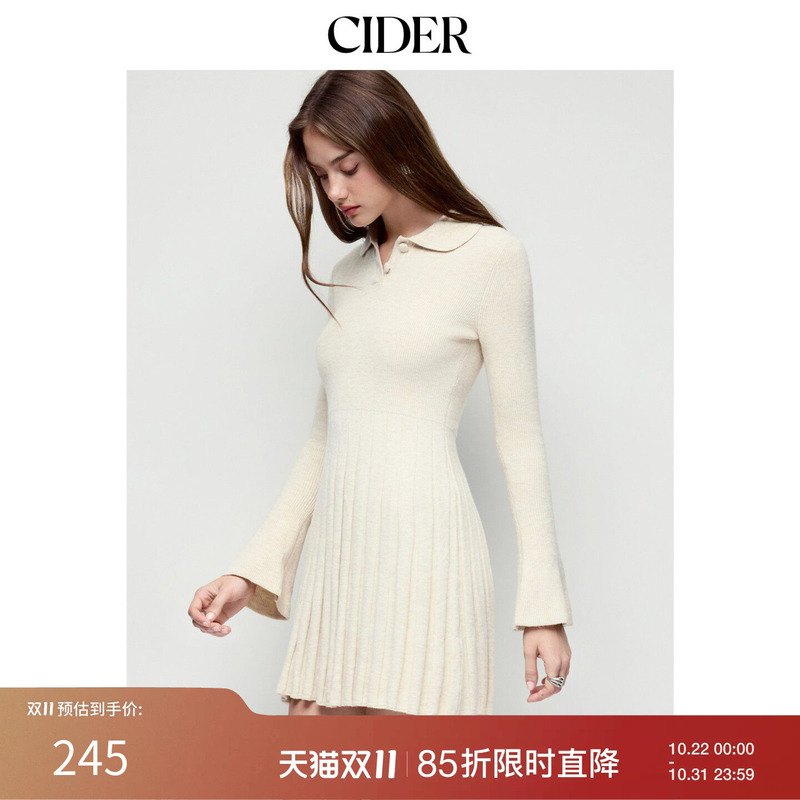 Cider2026 Autumn New Knitted High Elastic Pleated Mini Dress 115775161