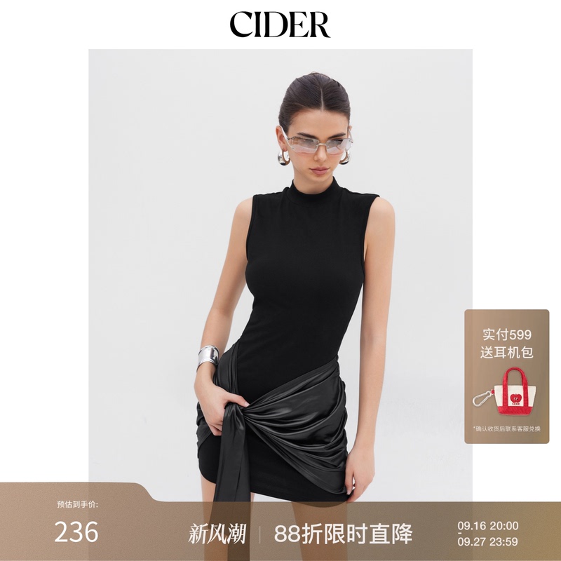 Cider New Style Stunning Dress High-Neck Pleated Sleeveless Dress 114395776 Cider New Style Stunning Dress High-Neck Pleated Sleeveless Dress 114395776