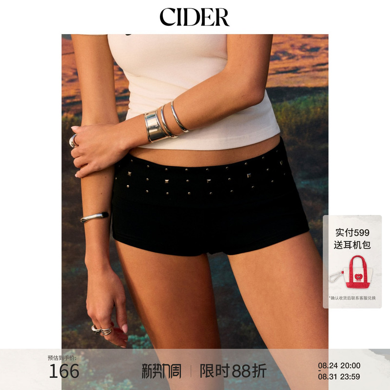 Cider2026 Spring New Product Cotton Blend Low-Waist Metal Decorative Mini Shorts 115338273