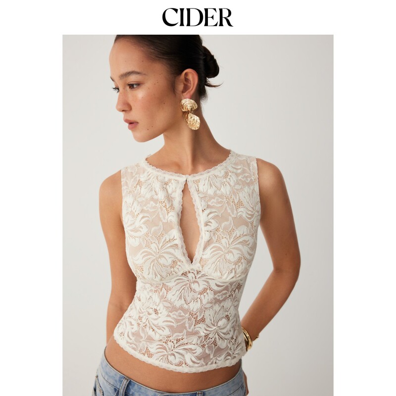 Cider2026 Summer New Lace Sheer Boat Neck Top 115331350 Cider2026 Summer New Lace Sheer Boat Neck Top 115331350