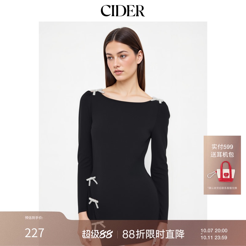 Cider Spring and Autumn New Women's Bow Mini Dress 113991300