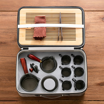 Outdoor glass portable travel tea set kung fu small set tea infuser teapot travel tea drinking equipment camping