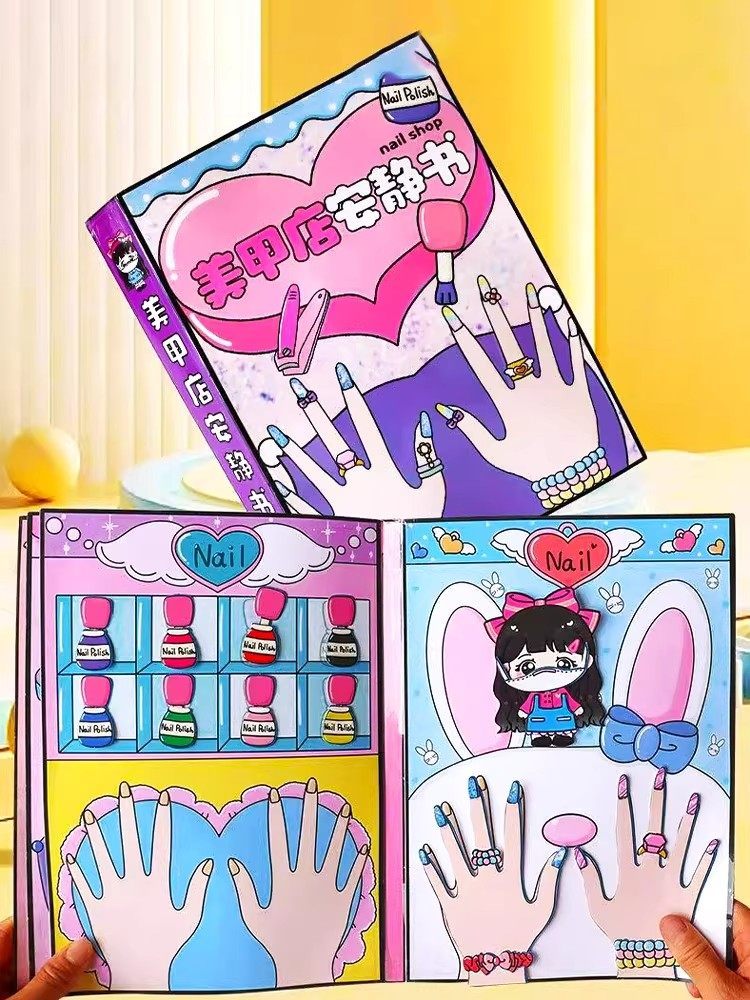 Nail Salon Magnetic Quiet Book 2025 New Model for Girls, No Need to Cut Nails, Magnetic Stickers, Magnetic Adhesive Stickers