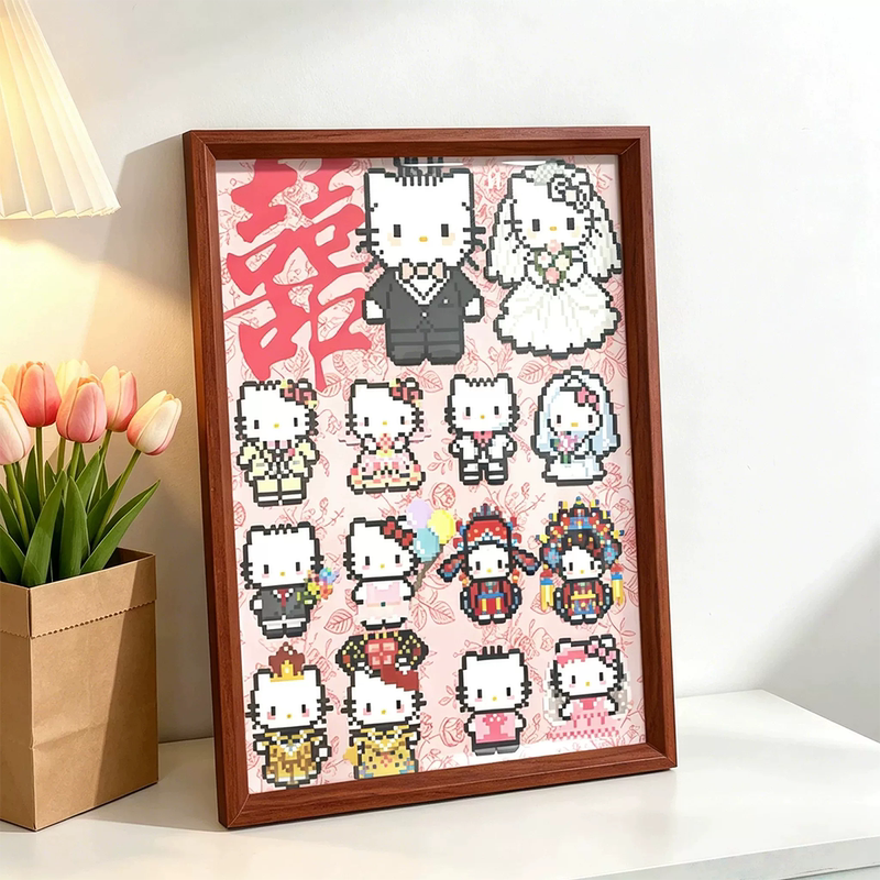 Kitty Cat Bead Display Photo Frame, a Thoughtful DIY Gift for Friends, Engagement, or Wedding, Cute Ornament Frame