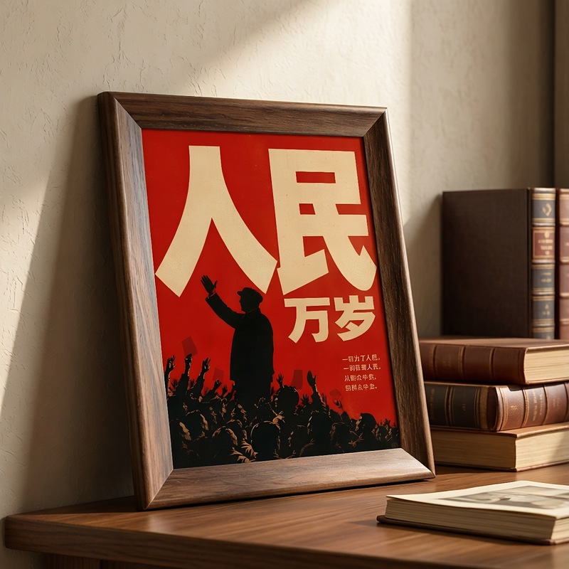 Red Revolutionary Quotes Decorative Painting People Live Forever Vintage Frame Hanging Painting a Spark Can Ignite a Prairie