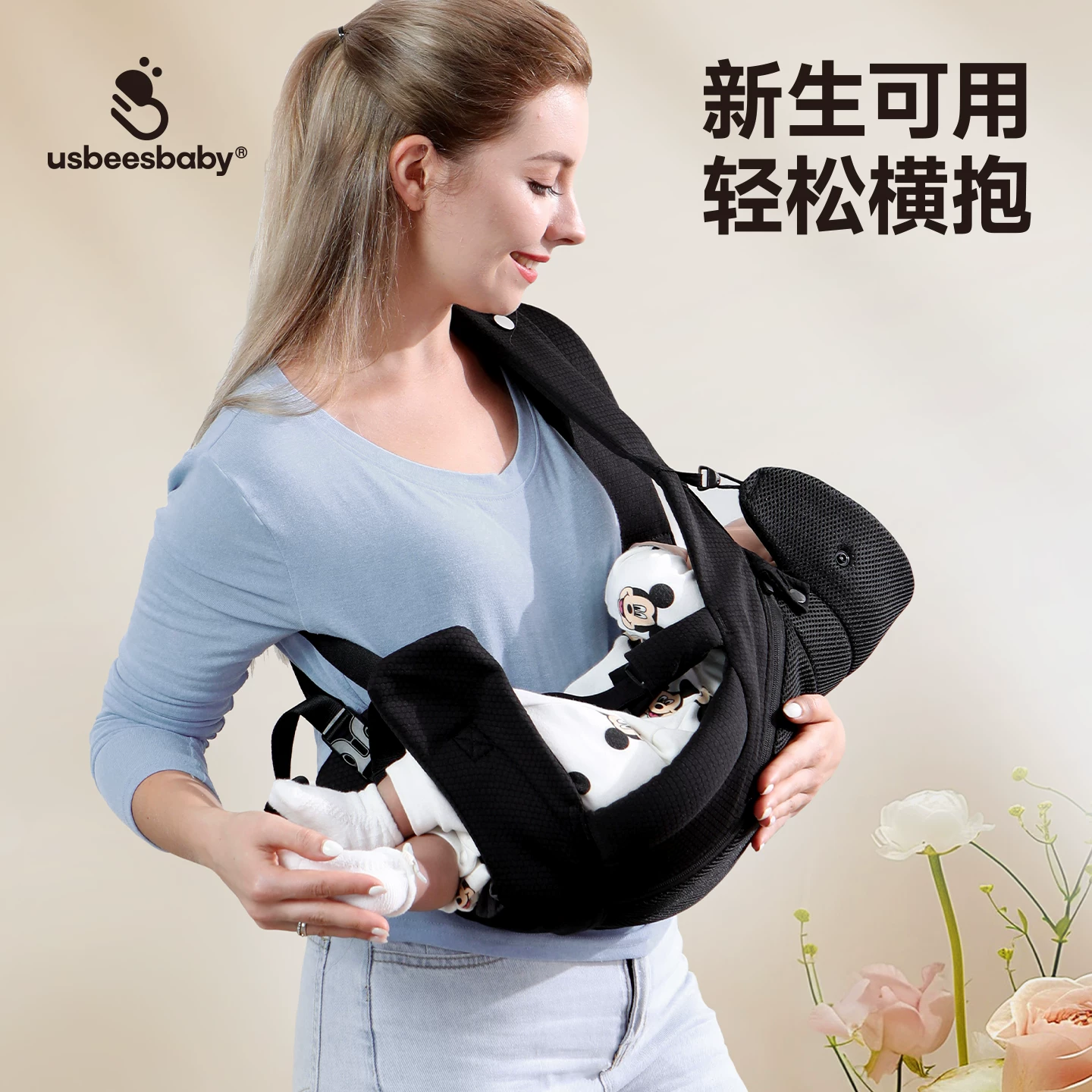 Слинг usbeesbaby для новорожденного, летняя дышащая подтяжка/сумка-переноска для прогулок, с защитой шеи