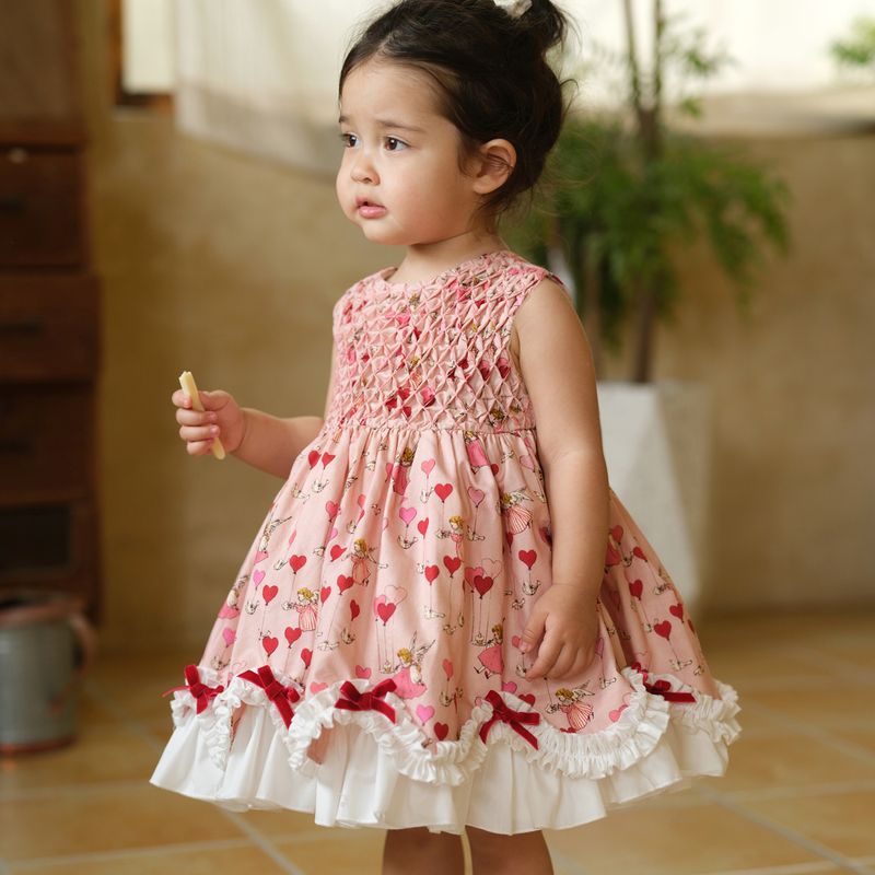 Girls' Lolita Princess Dress Sleeveless Tank Top Dress with Ruffles and Print Baby Girl Puffy Dress First Birthday Dress