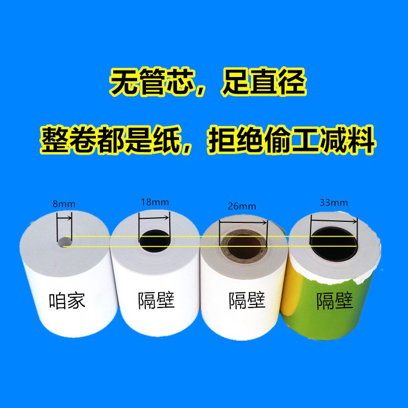Thermal cashier paper tubeless 80mm57mmX20X30X35X40X50 cashier paper Meituan takeaway printing paper