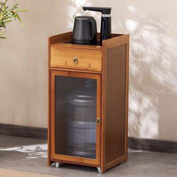 Mobile small tea house with barreled water tea table side cabinet kettle integrated tea table tea cabinet tea set storage rack