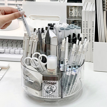 Rotating pen holder storage box student desktop multi-function acrylic pen bucket office desk extra large capacity pen holder