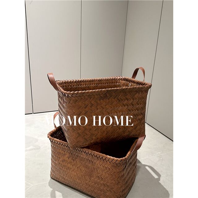 MOMO HOME household dirty clothes storage basket dirty clothes basket put clothes snacks toys bamboo weaving rattan weaving