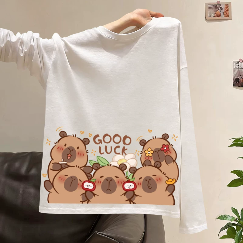 Детское хлопковое мультфильм длинный рукав для мужчин и женщин, корейский стиль, 12 лет