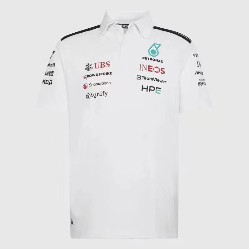 F1 Racing Apparel 2026 Mercedes-Amg Racing Team Russell Antonelli Lapel White Short-Sleeved Polo Shirt