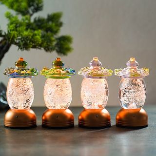 Ancient glazed artificial crystal water lotus lamp for home living room, long-bright lamp, rechargeable plug-in lamp for front of buddha