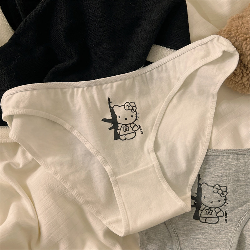 Anti-Cute Kt~ Japanese-Style Cute Pure Cotton Underwear for Girls, Seamless, Sexy, Thin, Breathable, Low-Waist Triangle Shorts for Summer