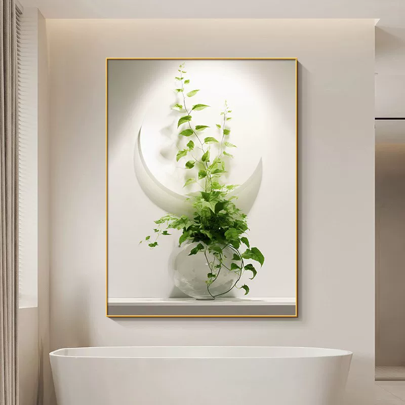 [小清新绿植厕所挂画现代简约月球客厅装I饰画高档酒店走廊过道壁]