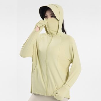 Jiaoxiake's fingertip protection upgraded sun protection clothing upf50+ outdoor women's hooded sun protection clothing jacket