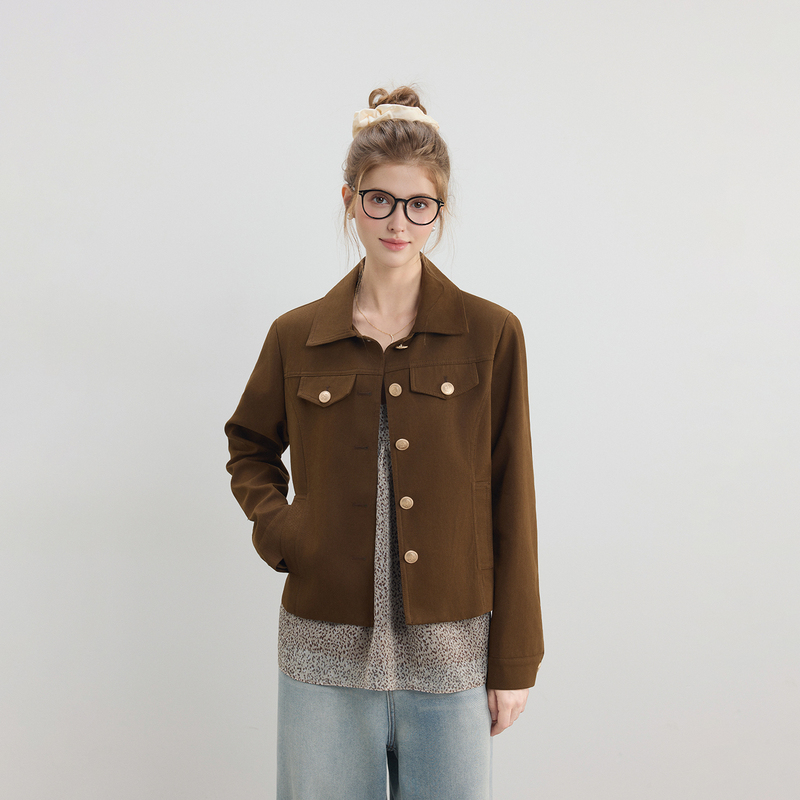 Bzxo Retro American-Style Suede Jacket for Women, Spring and Autumn 2026 New Style, Loose, Slimming, Casual, Versatile Short Jacket
