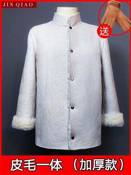 秋冬中老年羊皮袄纯皮毛一体男皮衣真皮内胆休闲加厚羊毛防寒外套
