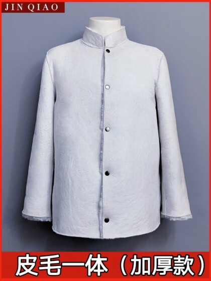 秋冬中老年羊皮袄纯皮毛一体男皮衣真皮内胆休闲加厚羊毛防寒外套