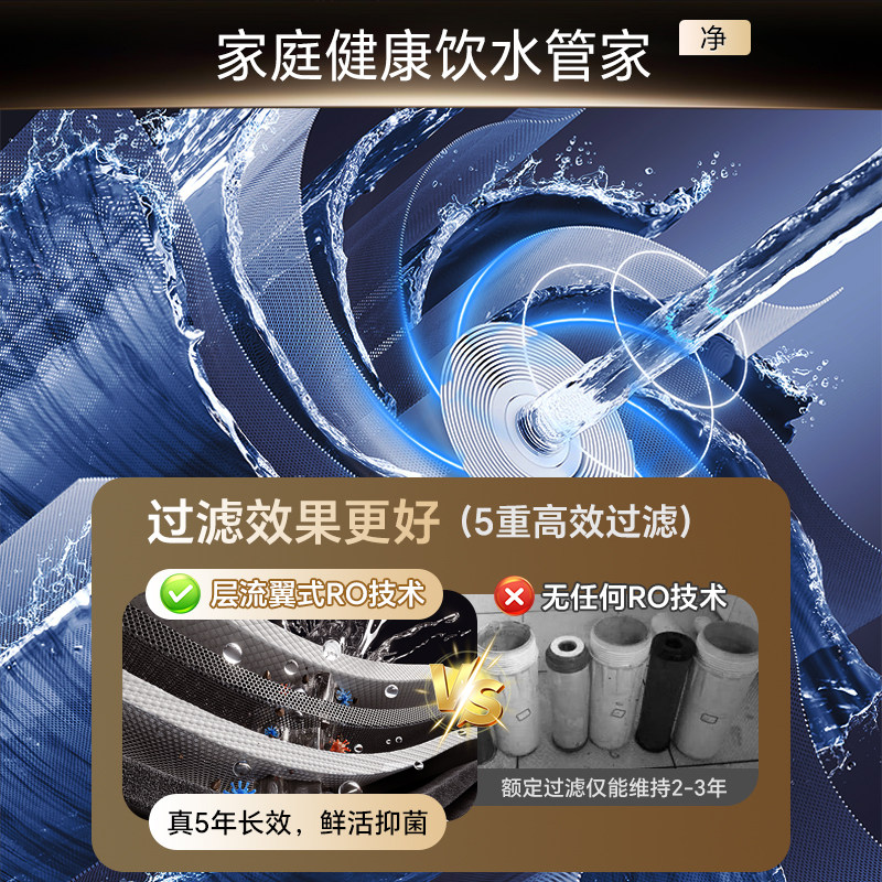 Qinyuan 100% Water Purifier 2025 New Model Household Direct Drinking Kitchen Tap Water Filter 1800g Water Purifier