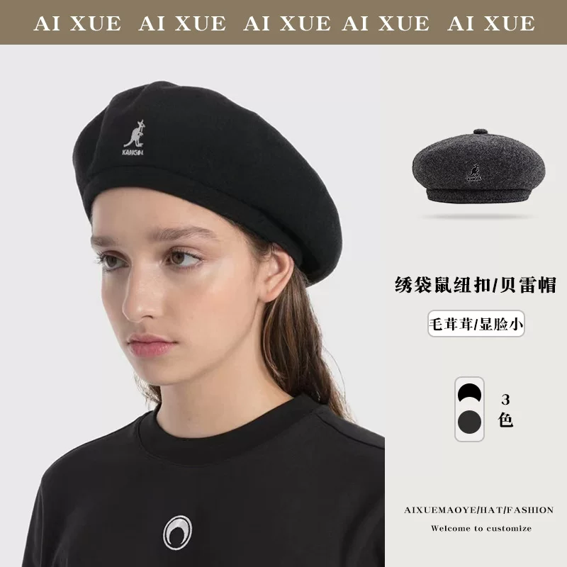 Kangaroo, hat, winter woolen keep warm beret, Korean style