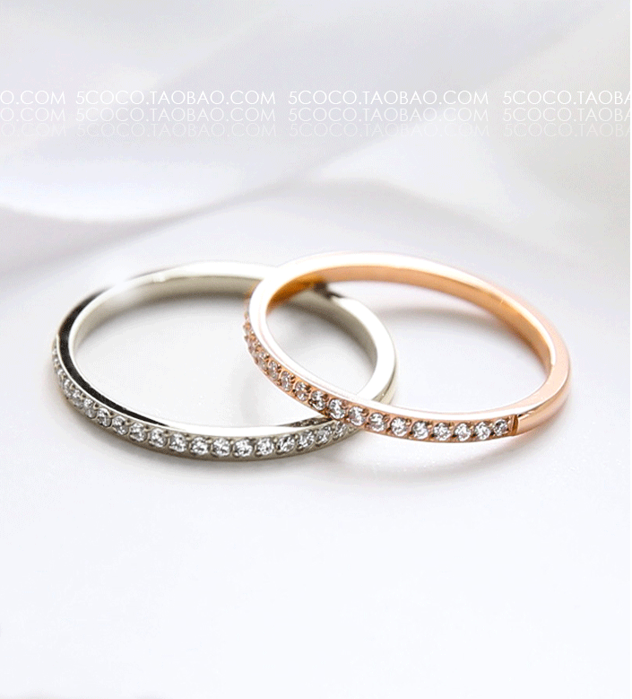 Hàn Quốc nhập rất đơn giản hàng nhẫn kim cương bằng vàng 18K thép titan kim cương màu vàng ngón trỏ nhẫn cầu hôn