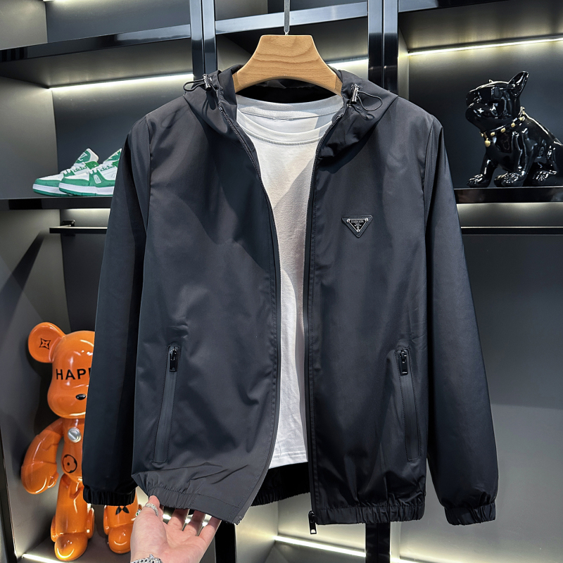 Triangle Logo Hooded Jacket for Men, Spring and Autumn 2025 New Style, Light Luxury High-End Trendy Brand Windbreaker, Slim Fit Jacket Triangle Logo Hooded Jacket for Men, Spring and Autumn 2025 New Style, Light Luxury High-End Trendy Brand Windbreaker, Slim Fit Jacket