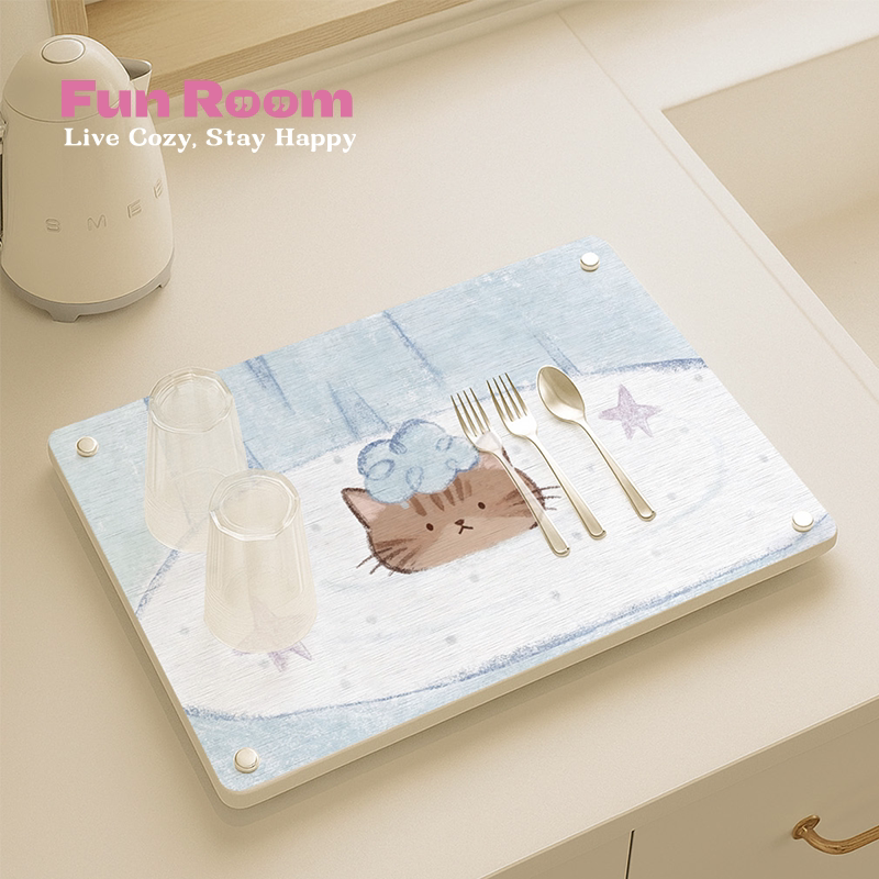 Cartoon Diatomaceous Earth Board Kitchen Countertop Draining Mat Storage Mat Absorbent Mat Diatomaceous Earth Hard Diatomaceous Earth Tray Mat