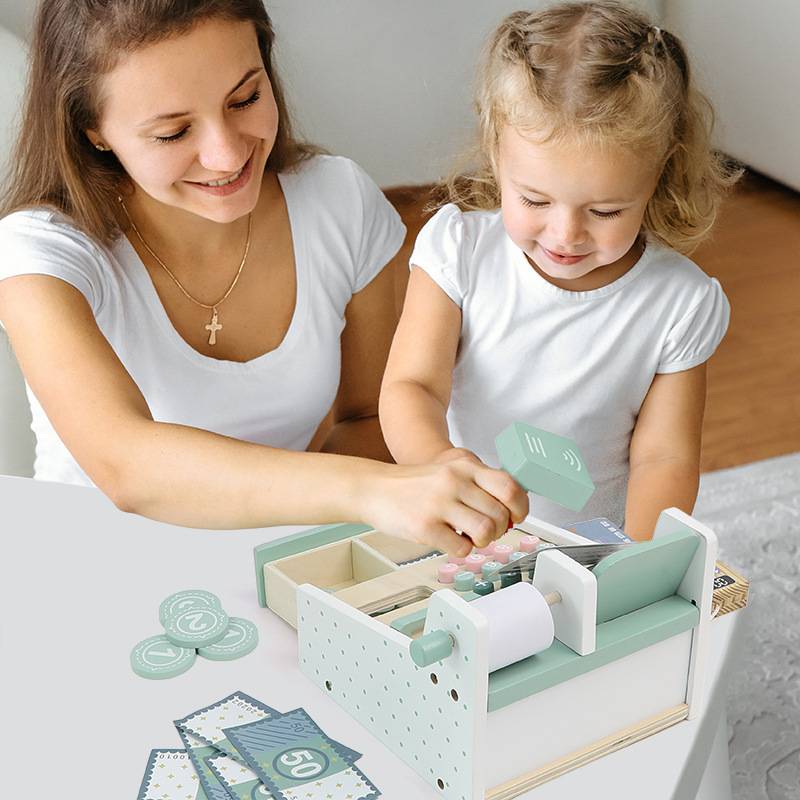 Cross-border children's educational simulation cash register play house supermarket shopping baby educational early education wooden toy set