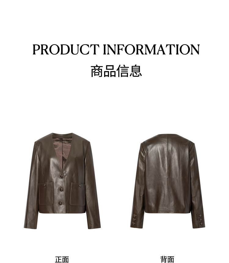 Кожаная куртка bcbg春秋女装【山羊皮】简约通勤百搭时尚金属扣亮面短皮衣外套 BCBGMAXAZRIA