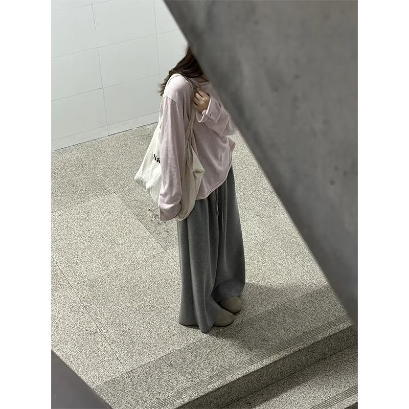 Korean-Style Rolled-Edge Textured Knit Sweater for Women, 2026 Autumn New Casual Relaxed Long-Sleeve Base Shirt Top, Ins Style