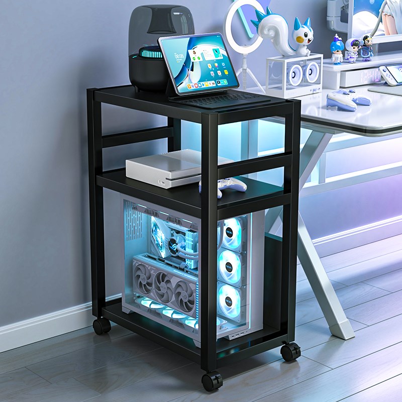 E-sports room computer mobile bracket desktop chassis base multi-layer computer floor-standing shelf with pulleys