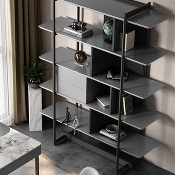 Italian stainless steel bookcase shelf floor-standing living room simple study bookcase home wall office storage rack