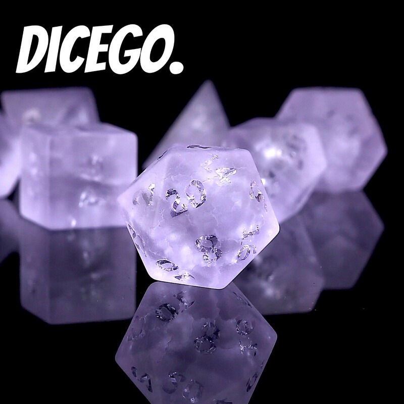 Frosted Ice Cracked Glass Gem Dnd Dice Set Baldur's Gate 3 Dungeons & Dragons Coc Board Game
