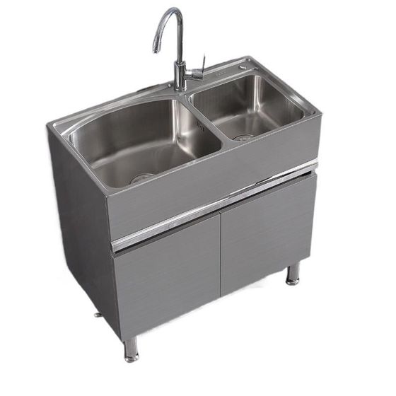 荆瑞不锈钢洗衣柜阳台洗衣洗碗池洗手盆柜M单双水槽柜浴室柜组合