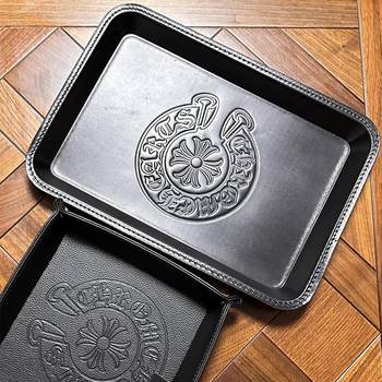 十字架钥匙首饰化妆品收纳托盘皮革玄关客厅茶几桌面置物盘小摆件