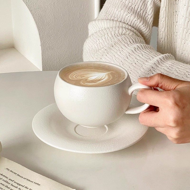 High-End Coffee Cup, Light Luxury, Beautiful Coffee Cup and Saucer Set, Afternoon Tea Latte Cup, Latte Art Cup, Exquisite and Beautiful