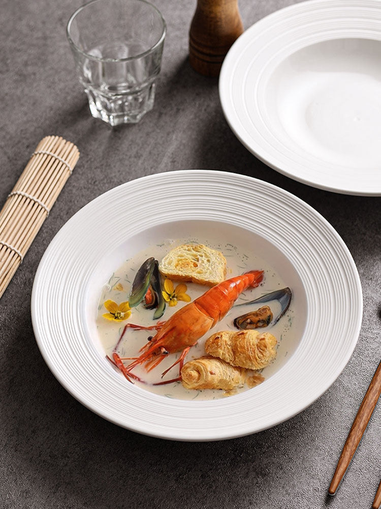 Western-Style Dinner Plates, High-End Straw Hat Plates, Soup Plates, Deep Plates, Ceramic Plates, Private Club High-End Dinner Plates, Hotel Tableware