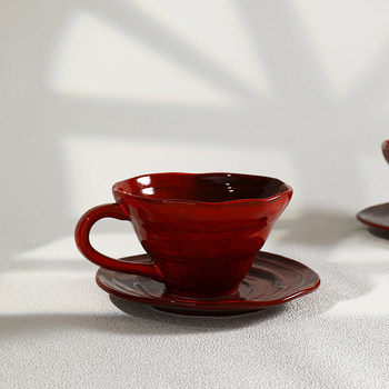 Japanese Kiln-Fired Ceramic Coffee Cup and Saucer Set, Coffee Shop, Milk Tea Shop, Retro Afternoon Tea Cup, Breakfast Cup