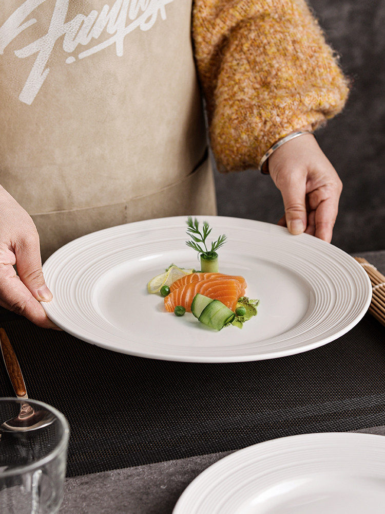 High-End Steak Plate, Western Food Plate, Pasta Plate, Commercial Round Plate, Ceramic Plate, Hotel Tableware Special