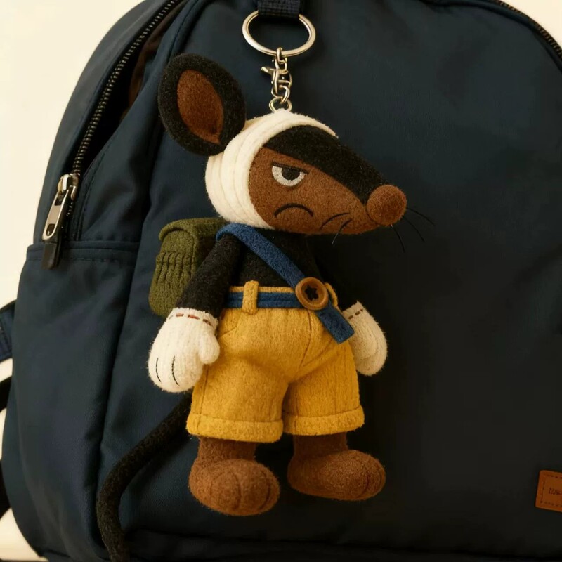 New Product from Xiaohongshu: Black Cat Sheriff One-Eared Plush Toy Keychain, Backpack Pendant, Gift