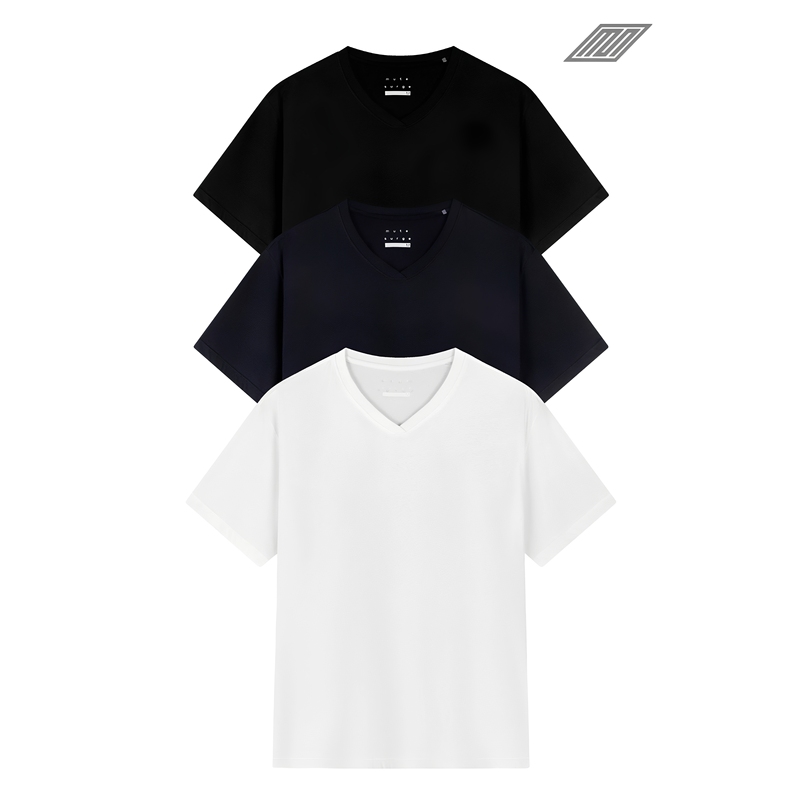 Mute Surge V-Neck Pima Cotton Slim-Fit Short-Sleeve Shirt/Moisture-Wicking/Skin-Friendly and Cool/Soft and Delicate