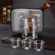 2025 New Portable Travel Tea Set Outdoor High-End Glass Teapot with Three Cups for Kung Fu Tea Brewing