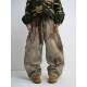 Puan American Street Yellow Mud-Dyed Heavy-Duty Dirty-Wash Wide-Leg Jeans Unisex Washed Distressed Loose-Fit Curved-Leg Pants