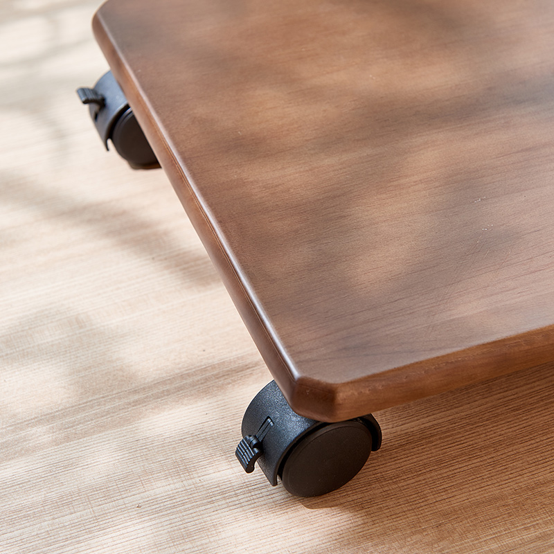 Computer host bracket removable chassis base solid wood walnut color increased storage shelf with brake no installation required