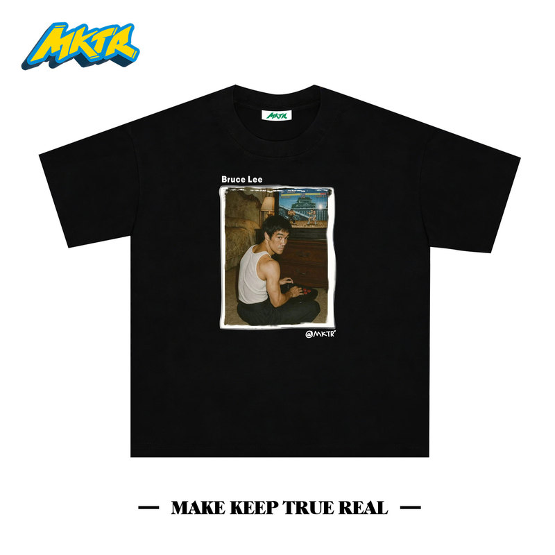 Mktr Bruce Lee Photo American Niche Direct Print Couple Unisex Cool T-Shirt Loose Short-Sleeve Top Trendy Mktr Bruce Lee Photo American Niche Direct Print Couple Unisex Cool T-Shirt Loose Short-Sleeve Top Trendy