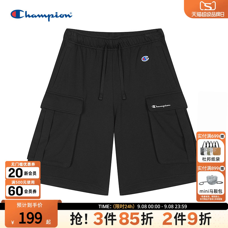 Champion Men's Shorts Five-Point Length Multi-Pocket Cargo Pants with Elastic Waistband Champion Men's Shorts Five-Point Length Multi-Pocket Cargo Pants with Elastic Waistband