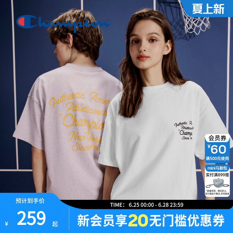Champion Short-Sleeved Couple's Men's Half-Sleeve Summer Cotton T-Shirt Top Women's Unisex Trendy Letter Print Champion Short-Sleeved Couple's Men's Half-Sleeve Summer Cotton T-Shirt Top Women's Unisex Trendy Letter Print