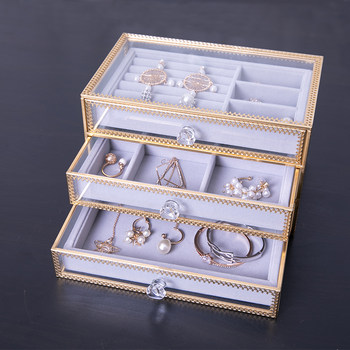 European-style drawer gold-edged jewelry jewelry box glass earring earrings earrings ring necklace jewelry storage box dustproof